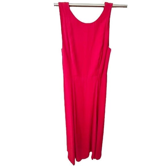 Fame and Partners Red Maxi Gown Flowy Thick Straps Lace Up Back High Neck Sz 12 - Picture 1 of 6